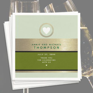 Serviette En Papier Vert mariage moderne