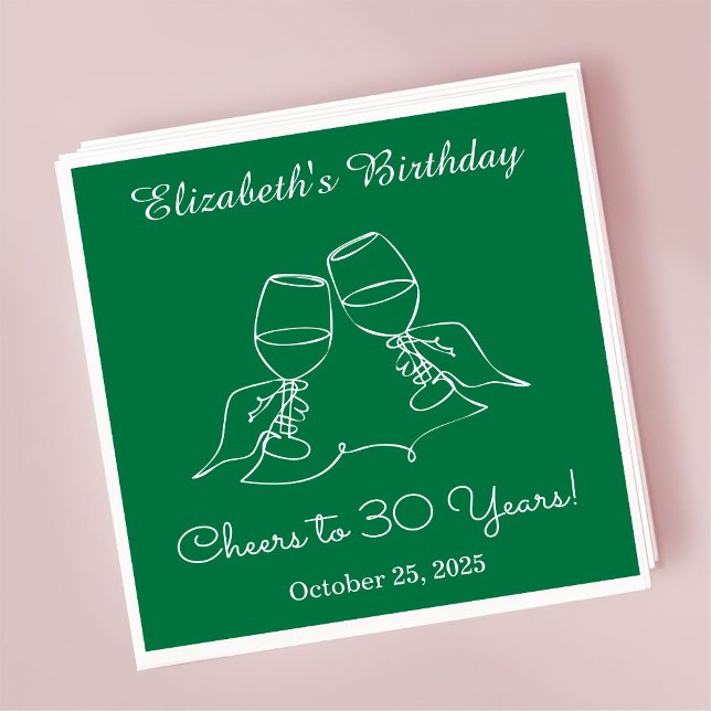 Serviette En Papier Vert moderne Cheers à 30 ans Anniversaire serviett (Créateur téléchargé)