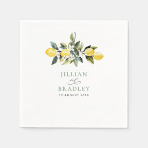 Serviette En Papier Vert moderne Mariage de fleurs de citron