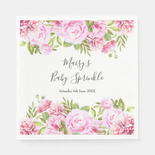 Serviette En Papier Vert moderne Rose Jardin bébé fille saupoudrer