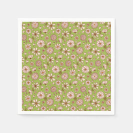 Serviette En Papier Vert motif floral sans joint