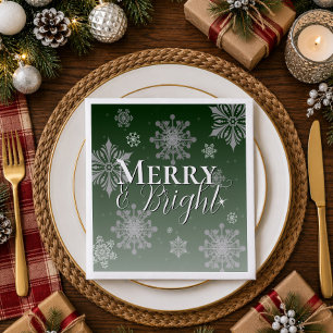 Serviette En Papier Vert Noël et Flocons de Neige Lumineux de Noël