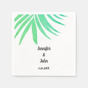 Serviette En Papier Vert Palm Feuille Aquarelle Élégante Mariage Cool