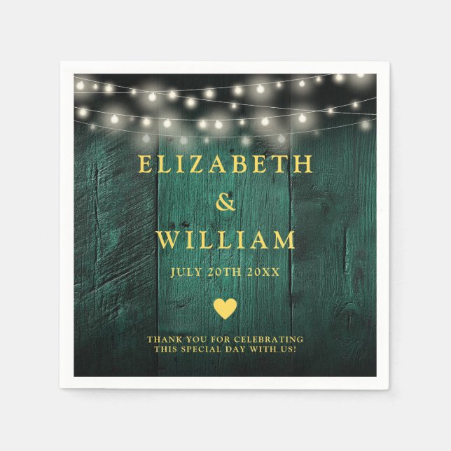 Serviette En Papier Vert Rustique Boho Boho Barne Éclairage Mariage (Devant)