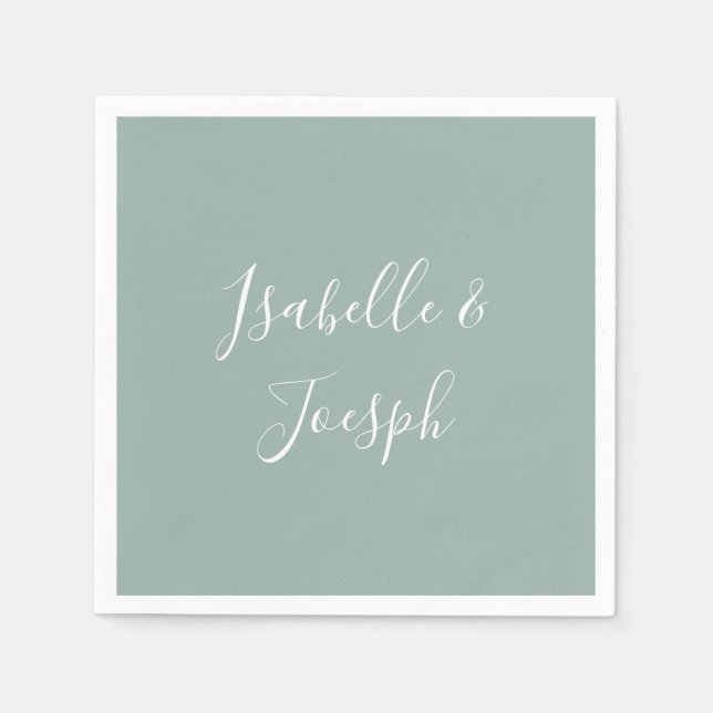 Serviette En Papier Vert sage | Napkins Mariage (Devant)