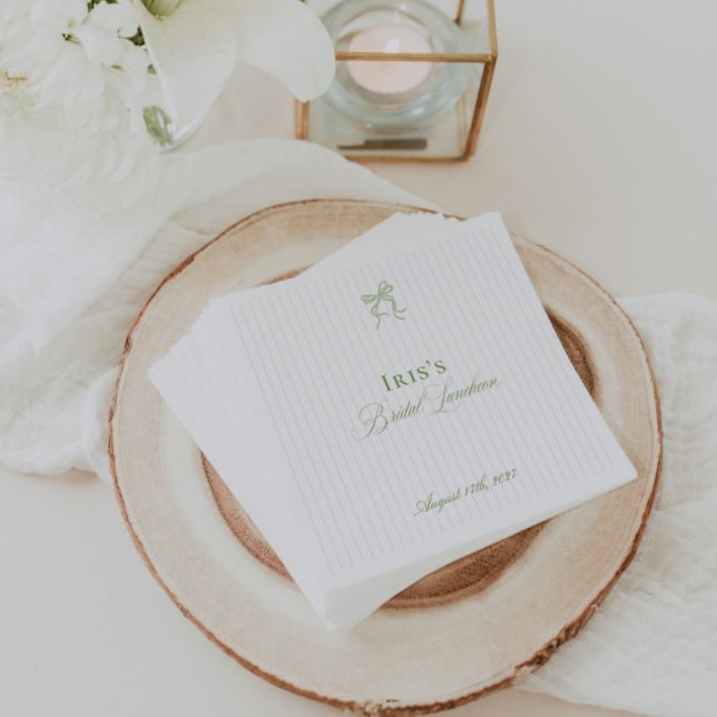 Serviette en papier vert sauge classique pour une  (Classic Sage Green Bridal Shower Paper Napkin)