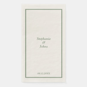 Serviette En Papier Vert sauge Élégant Nom personnalisé Mariage tendan