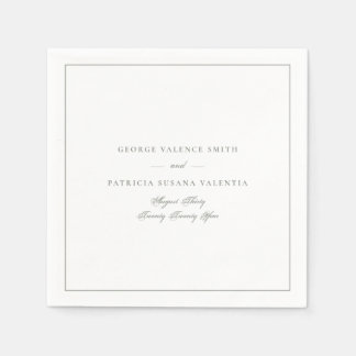Serviette En Papier Vert sauge Élégante Calligraphie Mariage Cadre