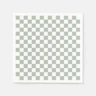 Serviette En Papier Vert sauge et blanc à carreaux