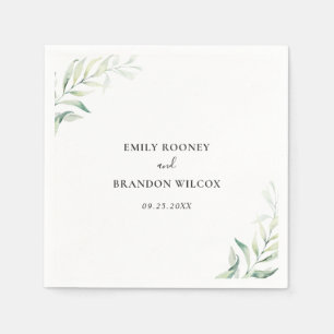 Serviette En Papier Vert sauge Eucalyptus Élégant mariage végétal