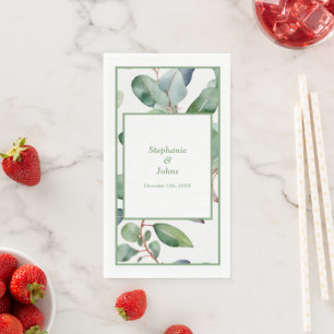 Serviette En Papier Vert Sauge Eucalyptus Feuilles Bleu Poussiéreux Ma