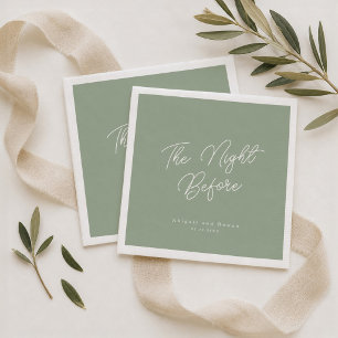 Serviette En Papier Vert Sauge La Nuit Avant Le Dîner De Répétition