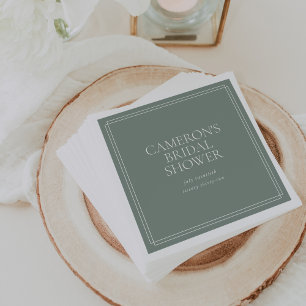 Serviette En Papier Vert sauge poussiéreux Mariage classique