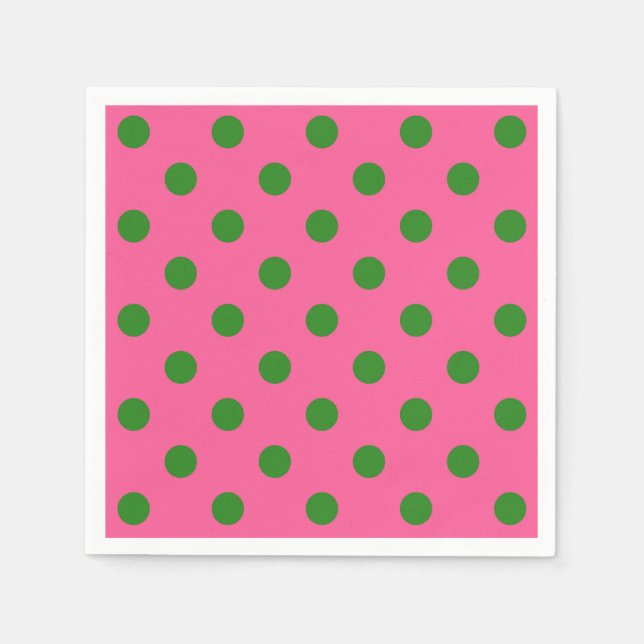 Serviette En Papier Vert sur rose Pois Design Motif (Devant)