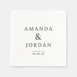 Serviette En Papier Vert Typographique Élégant