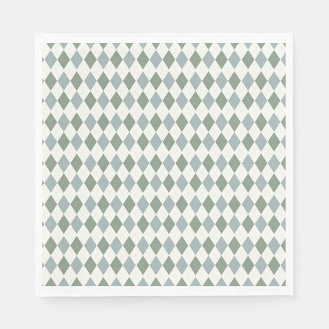 Serviette En Papier Verte et Jacquard Taupe Motif-Élégant Versatile (Devant)