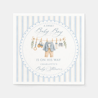 Serviette En Papier Vêtements de bébé garçon doux rayures Baby Shower