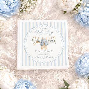 Serviette En Papier Vêtements de bébé garçon doux rayures Baby Shower