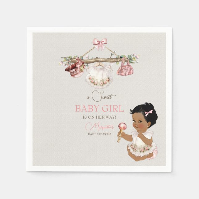 Serviette En Papier Vêtements pour bébé Baby shower pour fille rose iv (Devant)