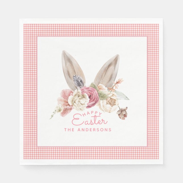 Serviette En Papier Viandes florales de lapin Pâques (Devant)