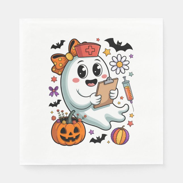 Serviette En Papier Vibes Automne Infirmière fantôme Automne (Devant)