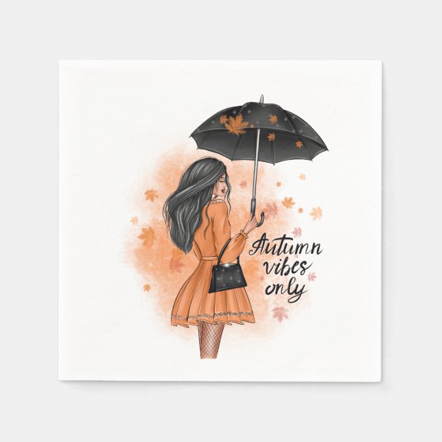 Serviette En Papier Vibes Automne Seulement Automne Fashion Girl (Devant)