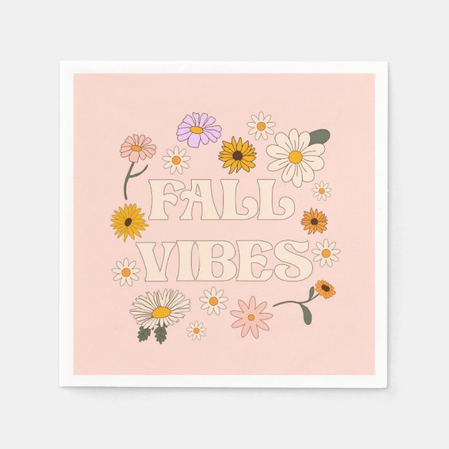 Serviette En Papier Vibes de automne roses (Devant)