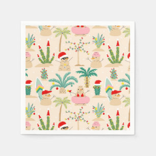Serviette En Papier Vibes de vacances tropicales Motif de Noël