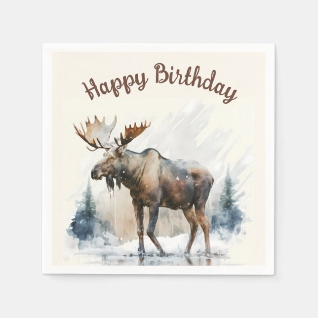Serviette En Papier Vibes d'hiver Aquarelle Oie - Fête d'anniversaire  (Devant)