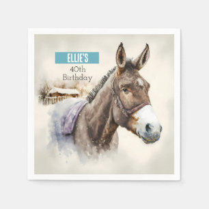 Serviette En Papier Vibes d'hiver Donkey - fête d'anniversaire -