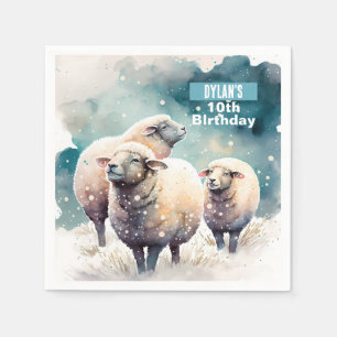 Serviette En Papier Vibes d'hiver Mouton - Fête d'anniversaire -
