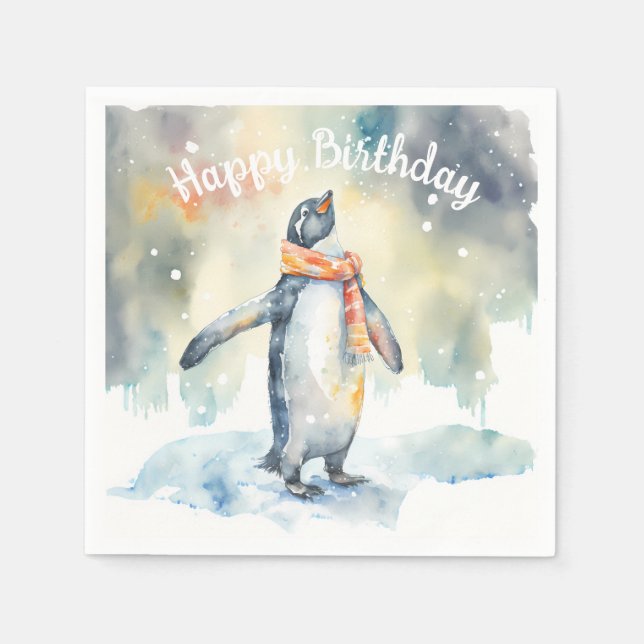 Serviette En Papier Vibes d'hiver Penguin - fête d'anniversaire - (Devant)