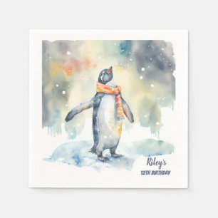 Serviette En Papier Vibes d'hiver Penguin Neige - fête d'anniversaire