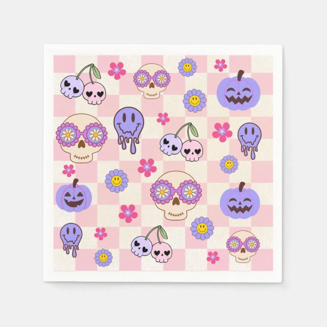 Serviette En Papier Vibes Éffrayantes mignonnes Halloween Fantôme Supe (Devant)