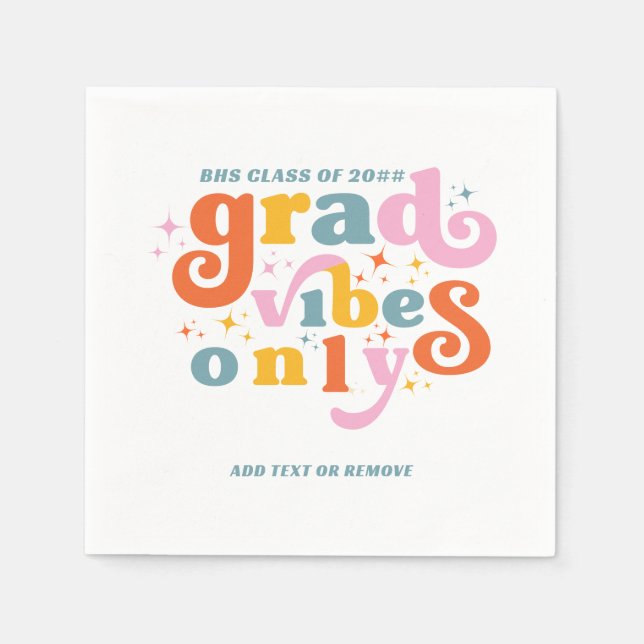 Serviette En Papier Vibes Grad Seulement Graduation Party Classe De 20 (Devant)