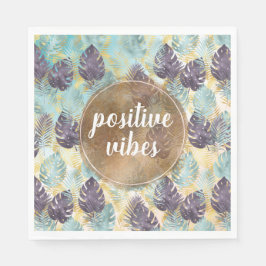 Serviette En Papier Vibes positives Feuilles Tropical Purple Green Gol