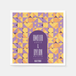 Serviette En Papier Vibes rétro géométriques mariage d'automne