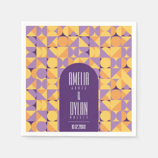 Serviette En Papier Vibes rétro géométriques mariage d'automne