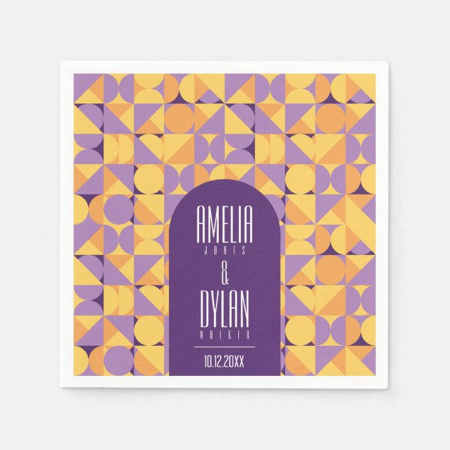 Serviette En Papier Vibes rétro géométriques mariage d'automne (Devant)