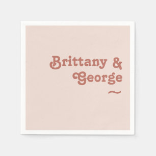 Serviette En Papier Vibes rétro simples Serviettes de Mariage rose p