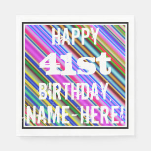 Serviette En Papier Vibrant, coloré 41e anniversaire + Nom personnalis