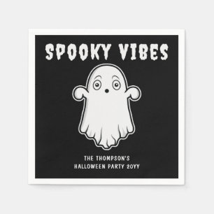 Serviette En Papier Vibrations Effrayantes Fantôme Halloween Noir Et B