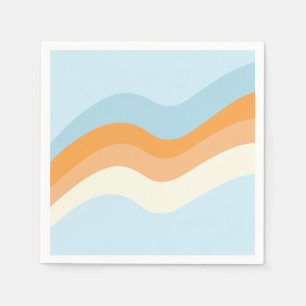 Serviette En Papier Vibrations Rétro Groovy Bleu Orange