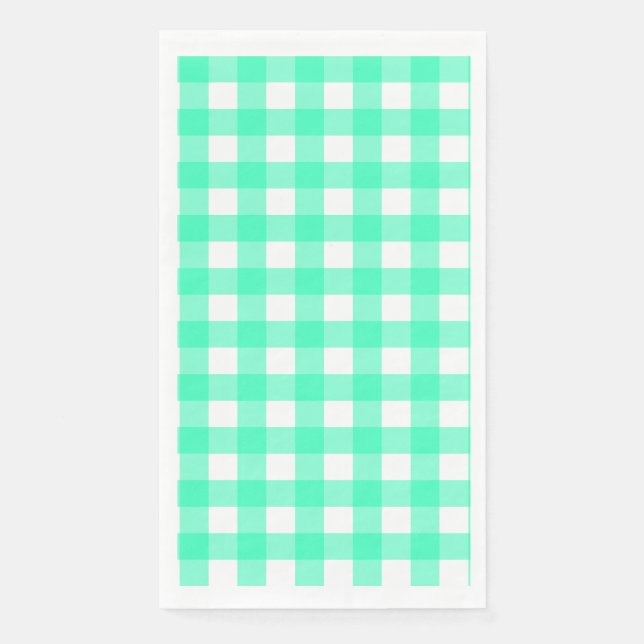 Serviette En Papier Vichy Bleu Turquoise (Devant)