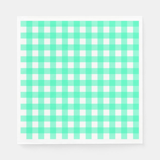 Serviette En Papier Vichy Bleu Turquoise (Devant)