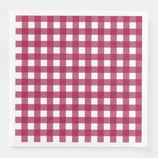 Serviette En Papier Vichy Rouge Cerise (Devant)