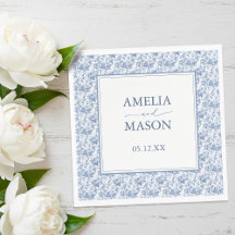 Victorian Toile Vintage Blue Floral Wedding 