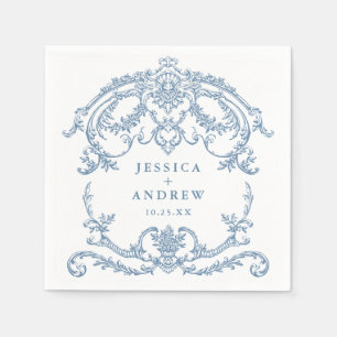 Serviette En Papier Victorien Ornate Grace Floral Dusty Mariage bleu