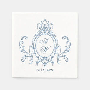 Serviette En Papier Victorien Ornate Grace Floral Dusty Mariage bleu