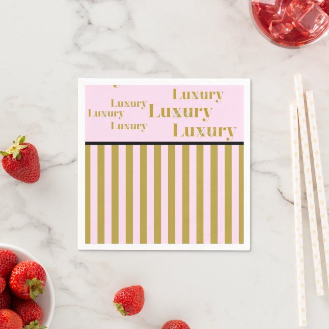 Serviette En Papier Vie de luxe rose et or (En situation)